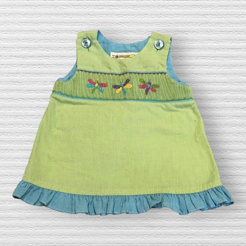 Castles & Crowns Smocked Dragonfly Dress Tunic Green Blue